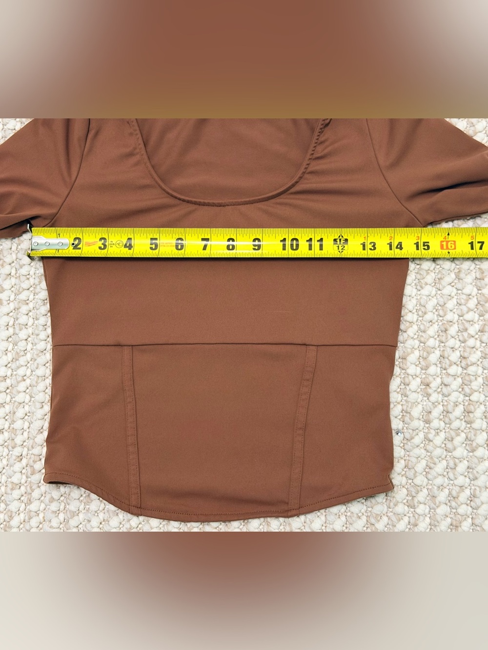Promise the Label Lifted Fit Corset-Detail Long-Sleeve brown Top Small - Picture 10 of 12